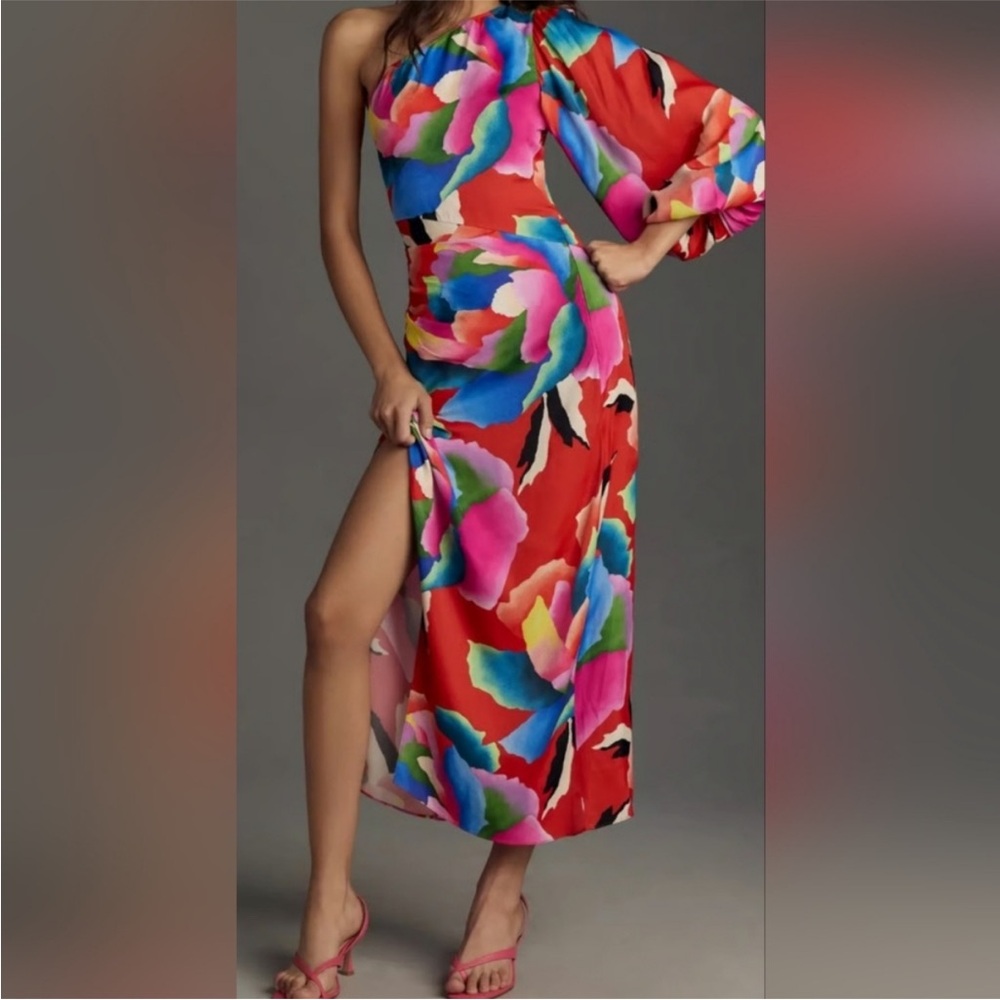 Farm Rio High Slit One Sleeve Dress
